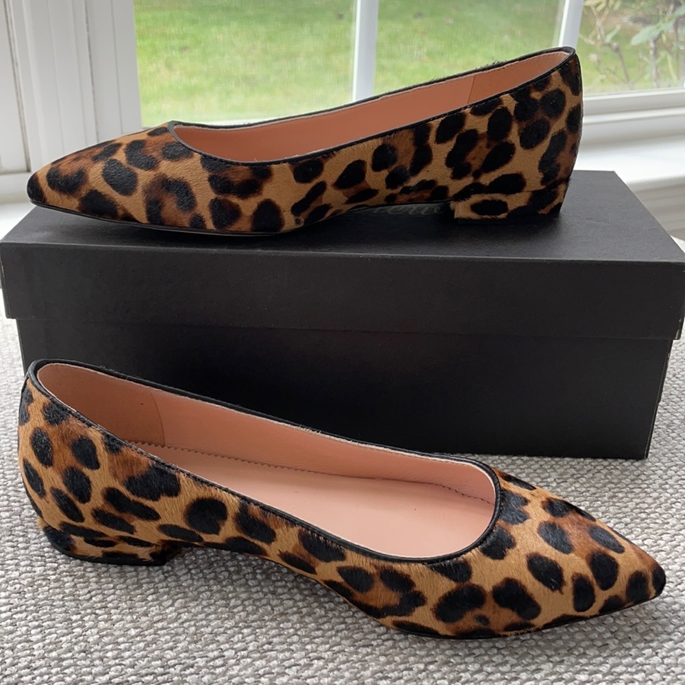 JCrew Pointy Toe Flat in Rich Mahogany Haircalf,